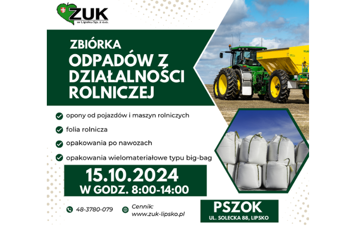 Zbiórka odpadów pochodzących z działalności rolniczej 