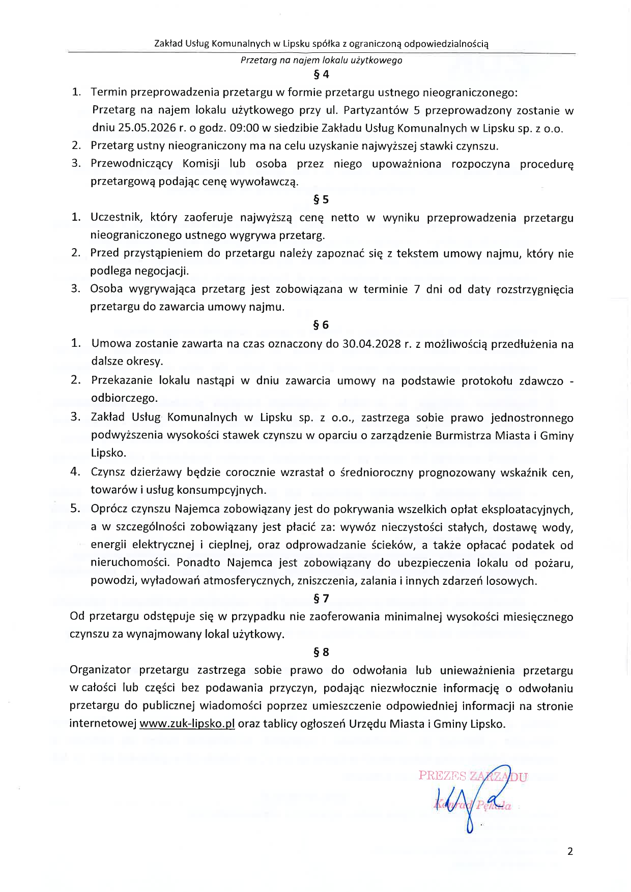 Ogłoszenie o przetargu page 0002
