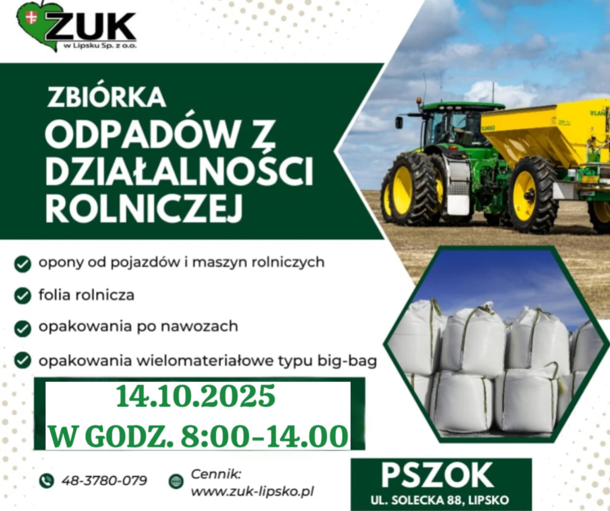 Zbiórka odpadów pochodzących z działalności rolniczej